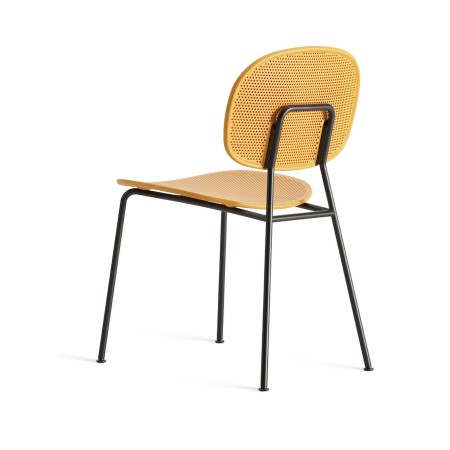 Tondina Slim – Chaise empilable en métal avec dossier et assise en plastique recyclé pour usage quotidien