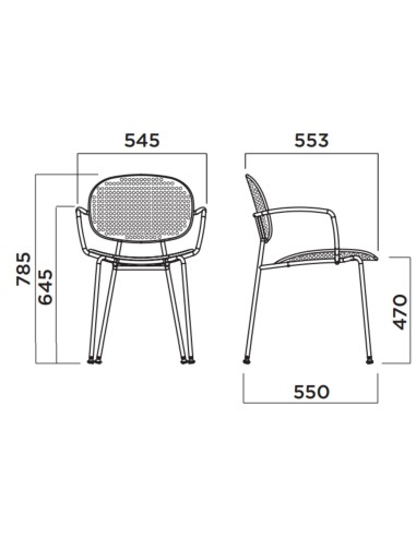 Tondina Slim – Chaise outdoor design avec accoudoirs, parfaite pour un usage résidentiel ou professionnel