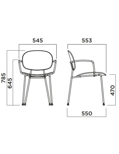 Tondina Pop – Chaise empilable avec accoudoirs, parfaite pour un aménagement fonctionnel et esthétique