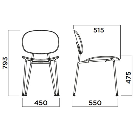 Chaise design Tondina Pop – Assise en tissu doux et structure métallique solide pour un usage quotidien