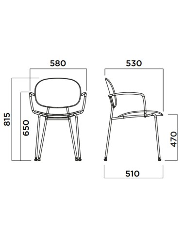 Chaise design Tondina – Confort textile, structure bois et accoudoirs discrets pour une allure soignée
