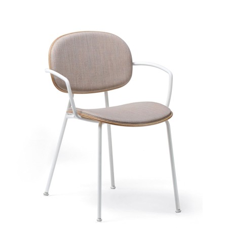 Tondina – Chaise en bois avec assise en tissu et accoudoirs, parfaite pour un confort élégant au quotidien