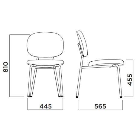 Chaise Tondina Fat – Confort maximal grâce à son assise en tissu rembourré et son dossier ergonomique