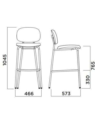 Tondina Fat – Tabouret de bar au style contemporain, avec coussinage épais et structure métal solide