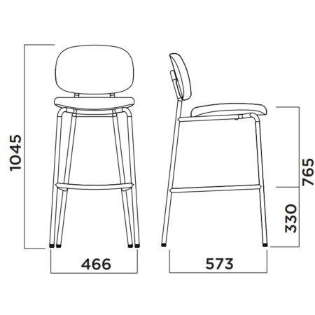 Tondina Fat – Tabouret de bar au style contemporain, avec coussinage épais et structure métal solide