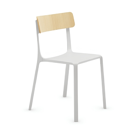 Ruelle – Chaise design avec structure en métal et dossier en bois naturel, pour un look moderne et chaleureux