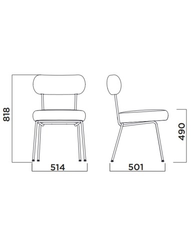 Chaise Takumi – Assise rembourrée et tissu élégant, idéale pour salle à manger ou bureau chic