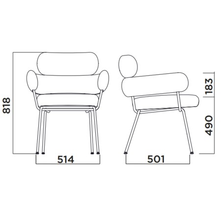 Takumi – Chaise en tissu avec accoudoirs, un équilibre parfait entre esthétisme moderne et confort absolu