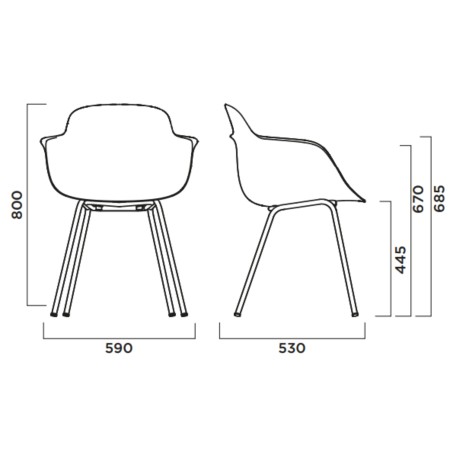 Chaise Sicla – Alliance de confort et de solidité grâce à une coque plastique souple et des pieds en métal