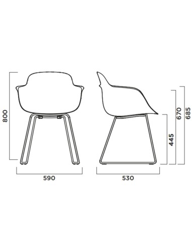 Chaise Sicla – Coque en plastique résistante et pieds traîneau pour une assise stable et stylée