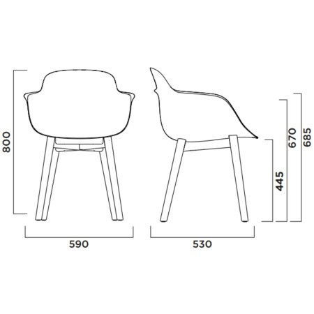 Chaise élégante en plastique moulé et pieds bois – Sicla