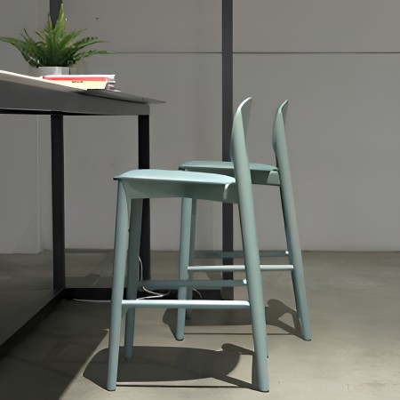 Tabouret de cuisine en bois avec assise tissu – HARMO Kitchen Stool 2