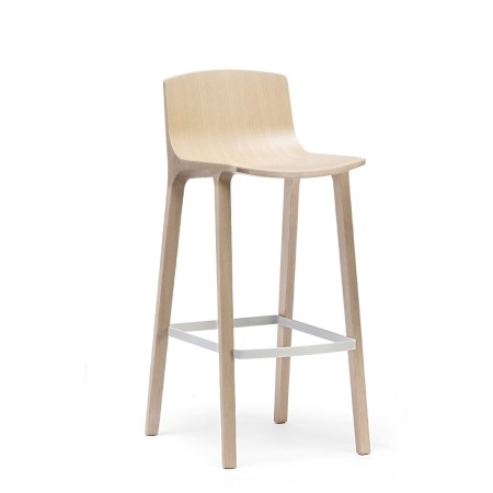 Tabouret de cuisine en bois clair - modèle Seame avec repose-pieds