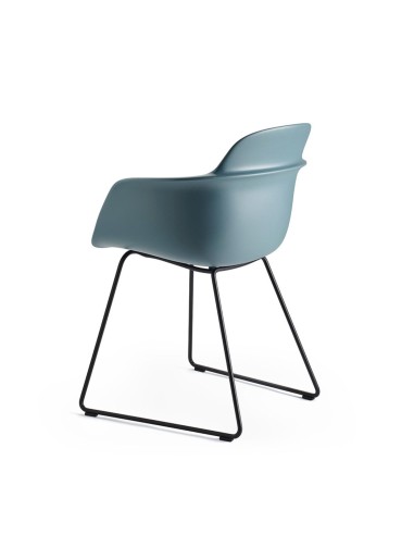 Chaise coque tissu rembourrée piètement traîneau – Sicla