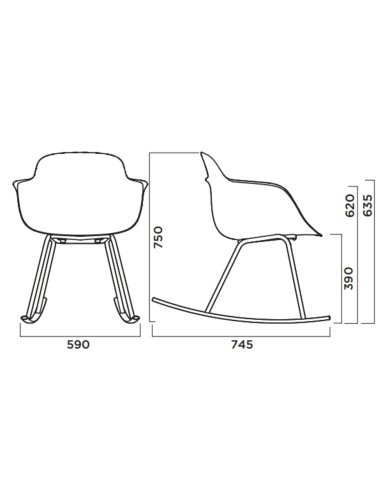 Chaise rocking chair moderne avec coussin tissu – Sicla
