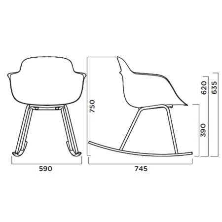 Chaise rocking chair moderne avec coussin tissu – Sicla