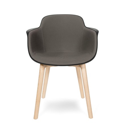Chaise moderne tissu et plastique avec piètement bois – Sicla