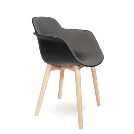 Chaise design bois avec coque tapissée tissu – Sicla