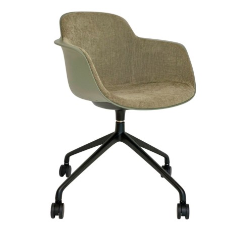 chaise de réunion en tissu couleur olive sur roulettes, modèle Sicla, vue de face 2