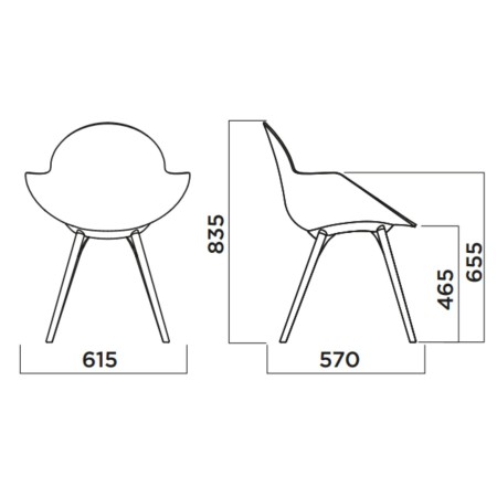 Chaise moderne coque incurvée et pieds bois clair – Cookie