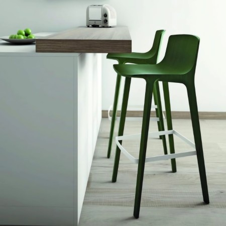 Tabouret haut de bois pour bar en chêne massif coloris clair - Seame  2