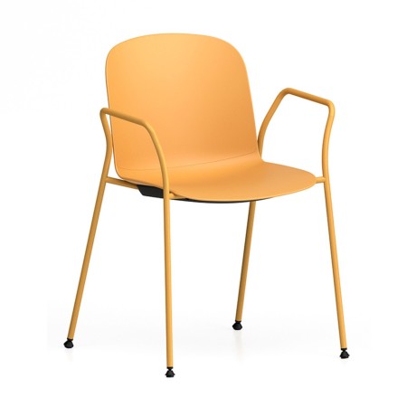 Chaise Relief 4 pieds avec accoudoirs et coque plastique