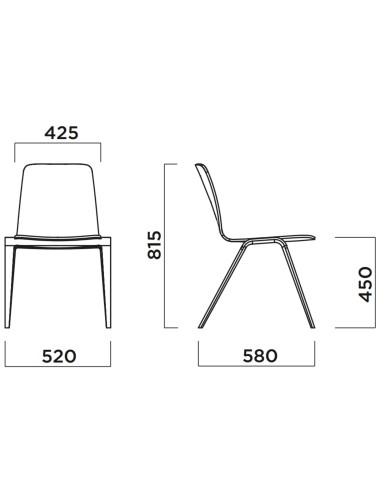 Dimensions Chaise rembourrée intégrale Woodstock – Assise & dossier en tissu