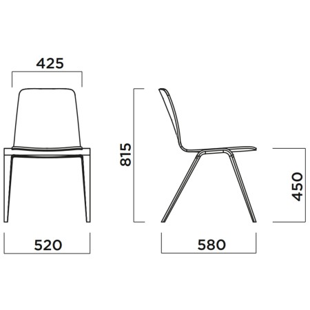 Dimensions Chaise rembourrée intégrale Woodstock – Assise & dossier en tissu