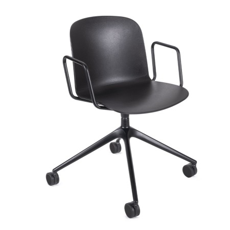 Chaise Relief pivotante à roulettes avec accoudoirs