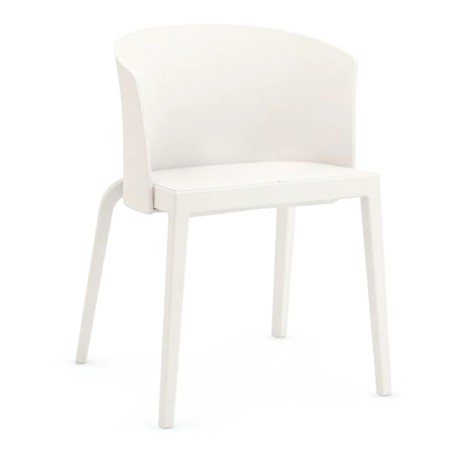 Chaise design blanche en plastique avec dossier arrondi et pieds droits -BI