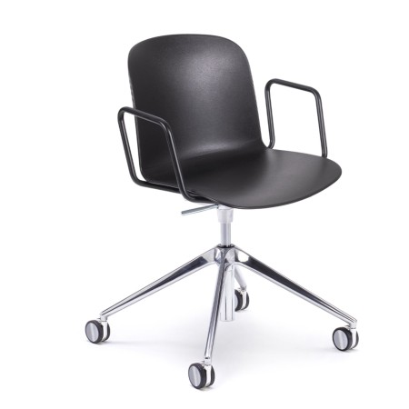 Chaise de bureau noire avec accoudoirs sur base 4 branches à roulettes – modèle Relief updown