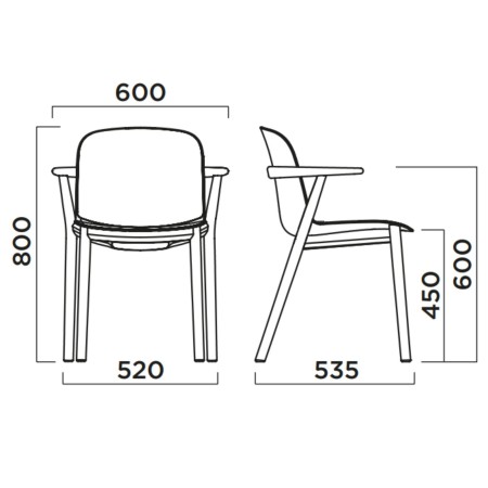Chaise professionnelle bois et plastique – Relief