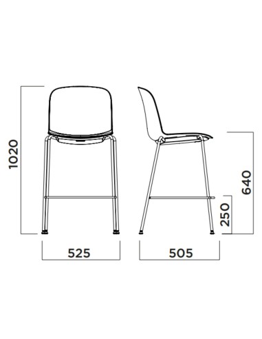 Dimensions du tabouret de cuisine Relief à 4 pieds