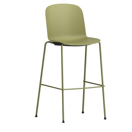 Tabouret haut Relief 4 pieds en plastique jaune avec structure métallique assortie 2