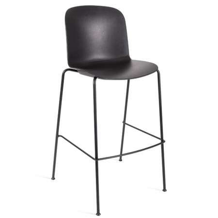 Tabouret de bar empilable Relief 4 pieds avec coque incurvée et piètement métallique fin