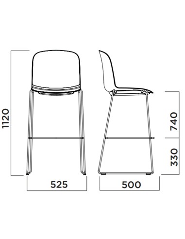 Tabouret de café avec base traîneau en métal – Relief