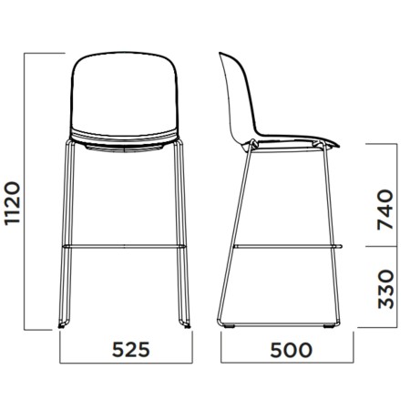 Tabouret de café avec base traîneau en métal – Relief