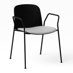 Chaise Relief avec assise tissu rembourrée et accoudoirs