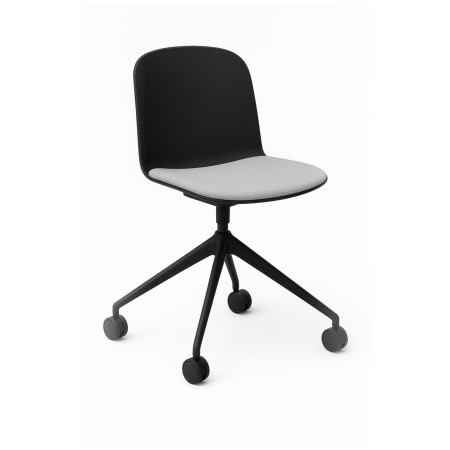 Chaise Relief pivotante avec roulettes et assise tissu