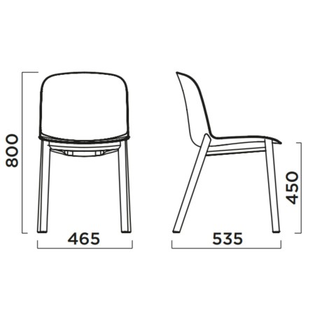 Chaise Relief avec pieds en bois et assise tissu 2