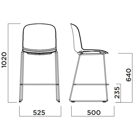 Tabouret de cuisine Relief avec pieds traîneau et assise tissu 2
