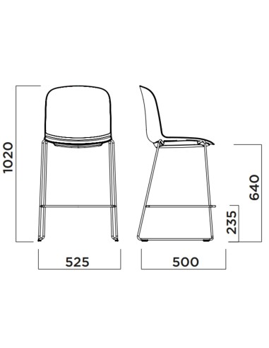 Chaise haute avec coussin rembourré et base traîneau – Relief
