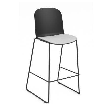 Tabouret de cuisine Relief avec pieds traîneau et assise tissu