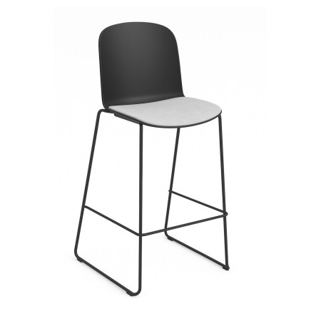 Tabouret de cuisine Relief avec pieds traîneau et assise tissu