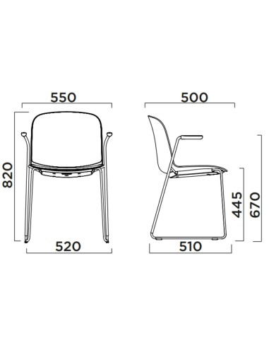 Chaise design avec piètement traîneau – Relief
