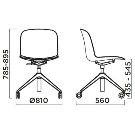 Chaise Relief pivotante sur roulettes réglable en hauteur 2