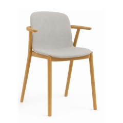 Chaise Relief en tissu avec accoudoirs bois