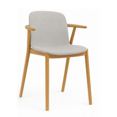 Chaise en tissu avec accoudoirs et pieds en bois – Relief Wood