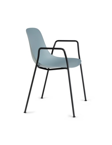 Chaise extérieure Pure Loop Mono avec accoudoirs – coque bleu et pieds métal outdoor