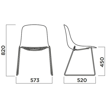 dimensions chaise extérieure pure loop mono – vue technique
